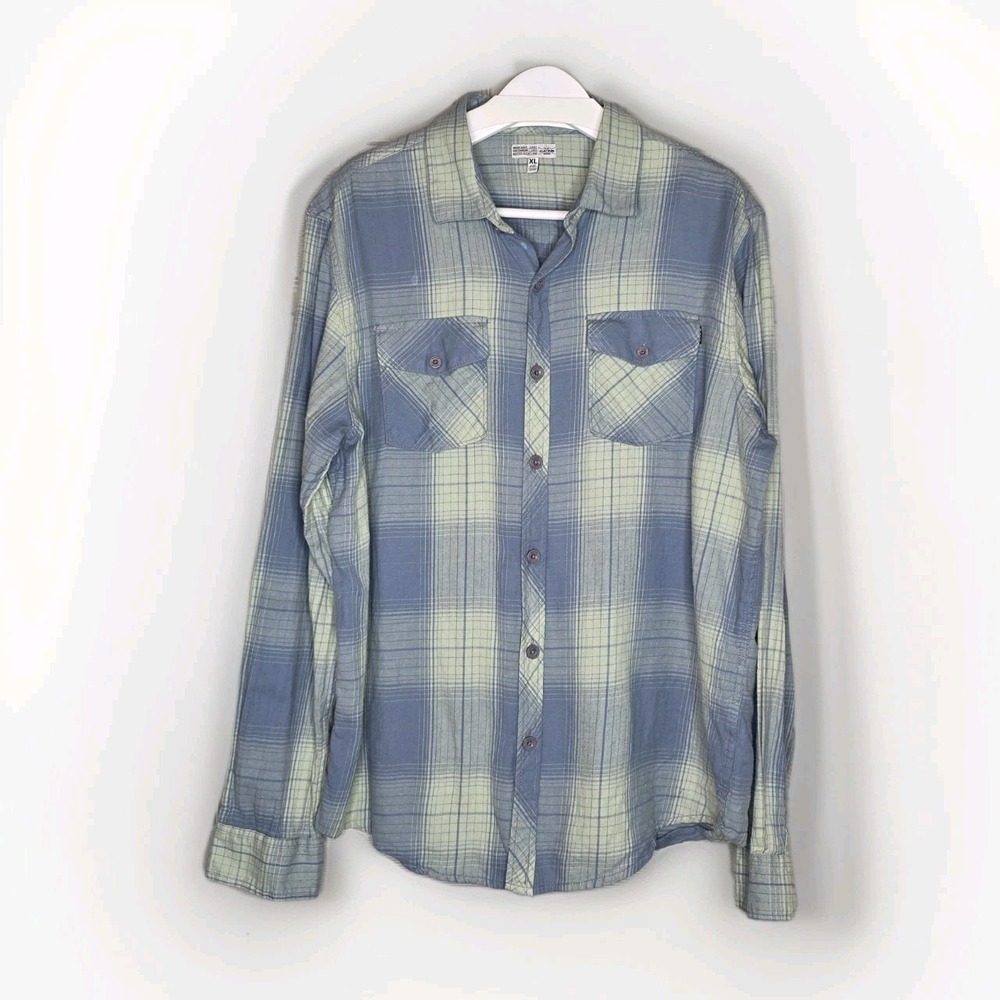 Dakine Flannel Plaid‎ Button Down Long Sleeve Shirt Size XLarge Mens Blue Green